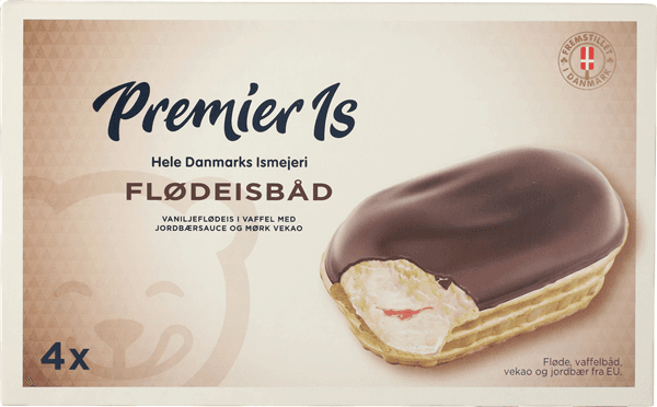 Flødeis m. jordbærsauce
