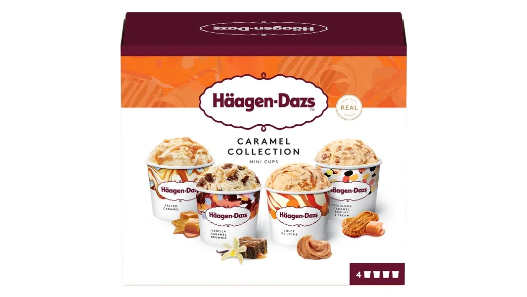 ❄️4 Mini flødeisbøtter m. karamel, Häagen-Dazs