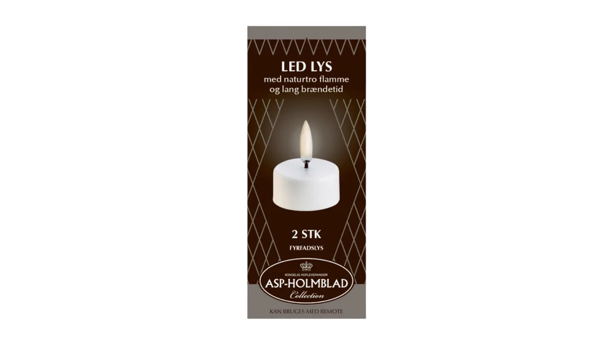 LED Fyrfadslys 2 stk. ASP Holmblad