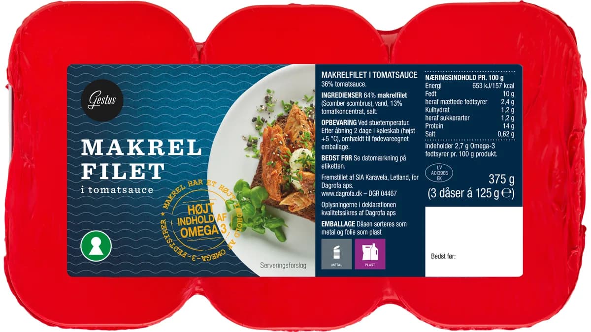 Makrel i tomat 3-pak, Gestus