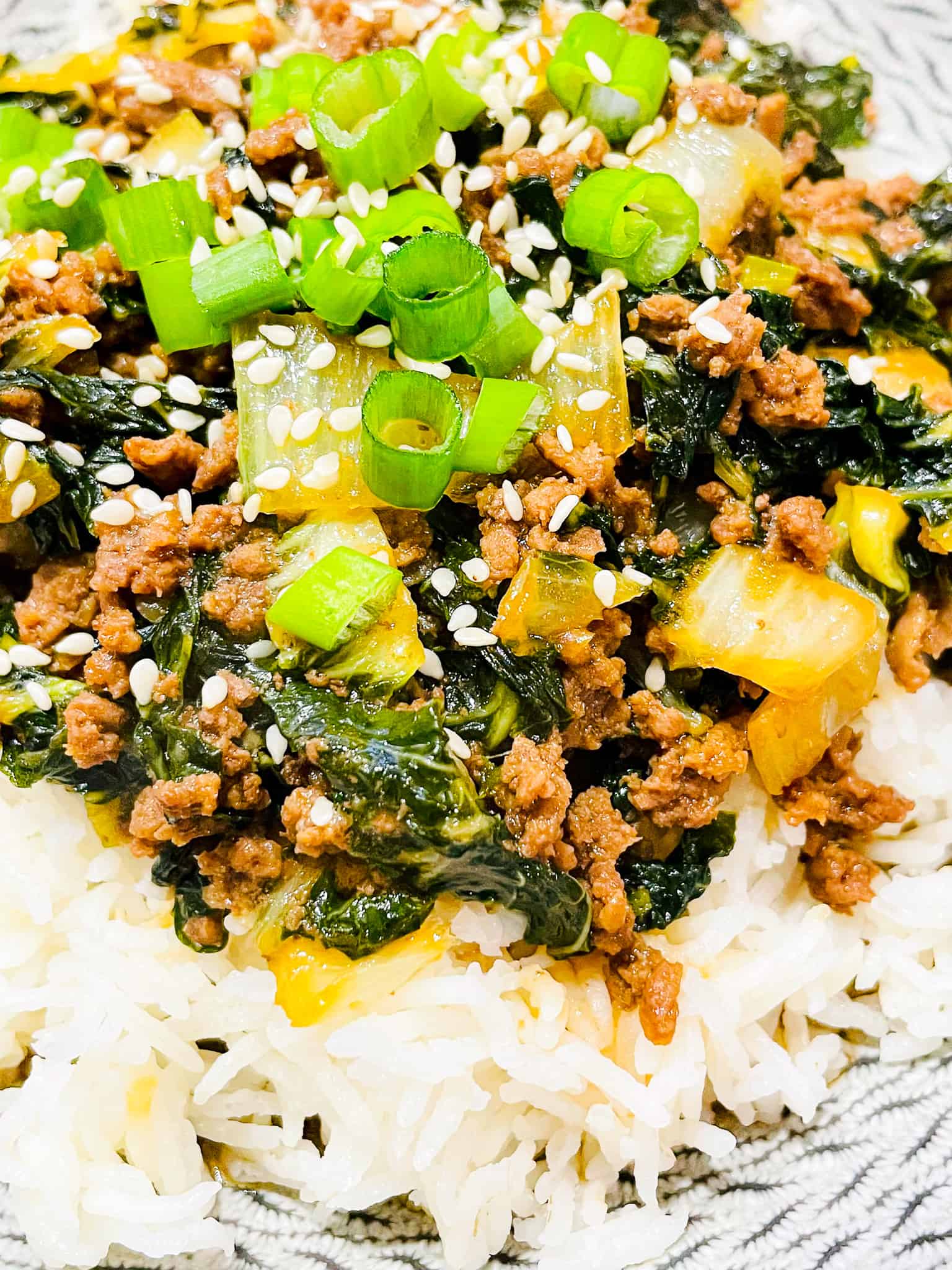 Ground Beef and Bok Choy Rice Bowl Recipe