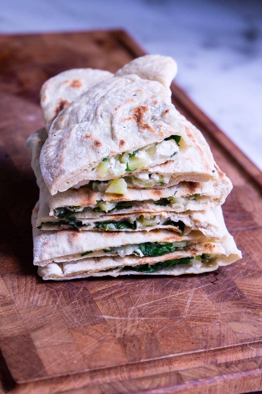 Gozleme med spinat og feta